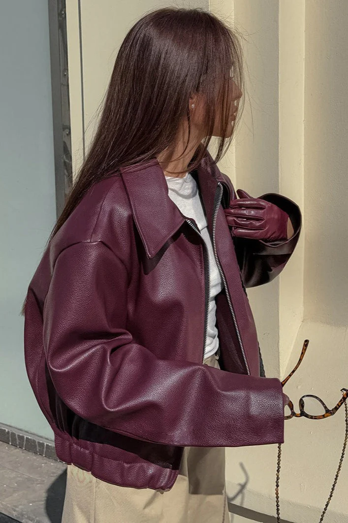 Vintage Matte Leather Biker Jacket - Image 3
