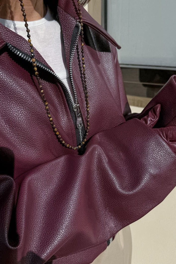 Vintage Matte Leather Biker Jacket - Image 6