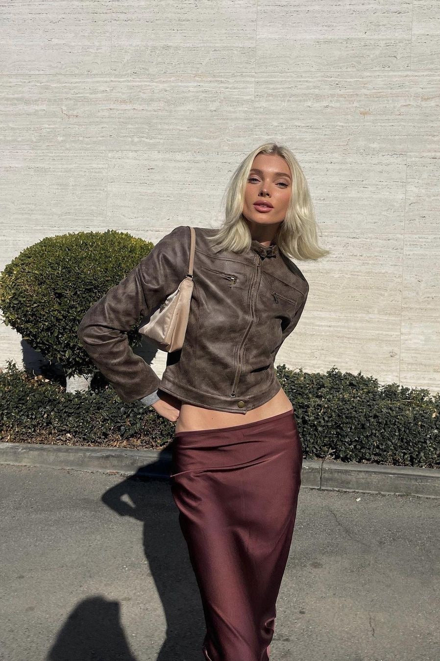 Fitted Brown Suede Leather Jacket - Image 3