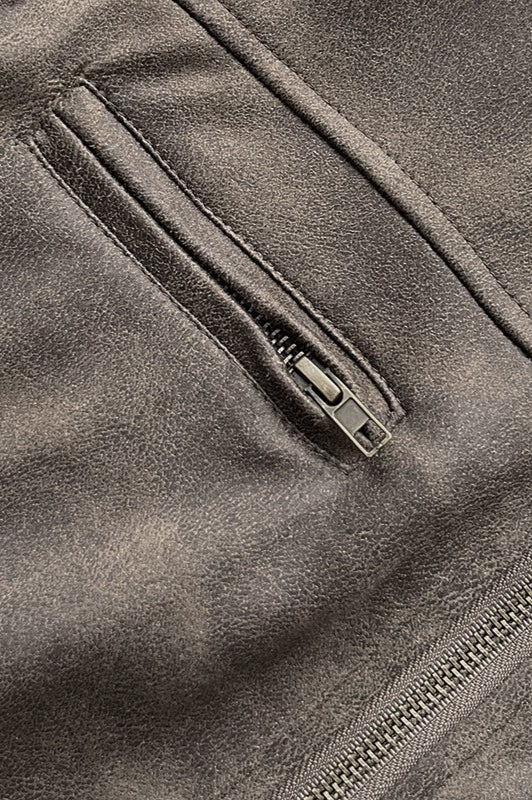 Fitted Brown Suede Leather Jacket - Image 5