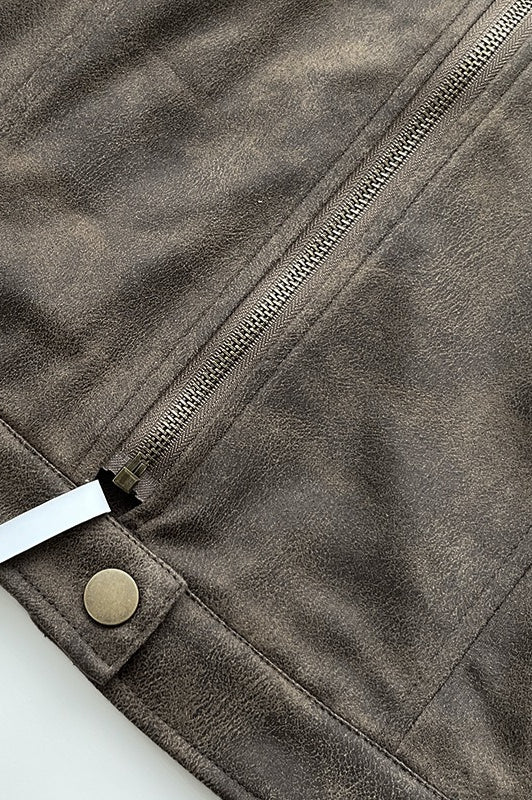 Fitted Brown Suede Leather Jacket - Image 6