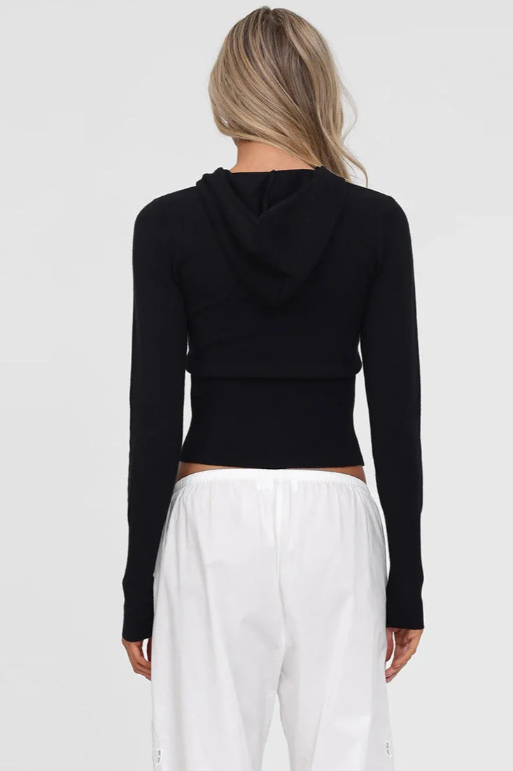 Casual Zip Up Hooded Blouse - Image 5