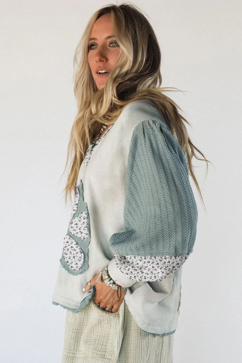 Floral Patchwork Knit Hoodie - Image 3