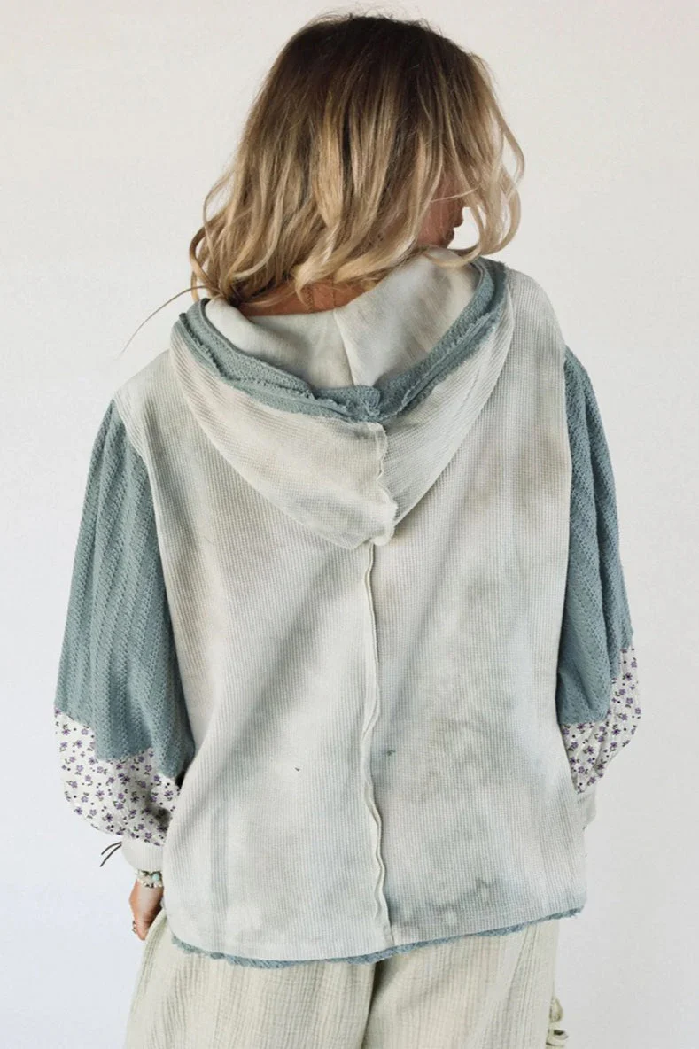 Floral Patchwork Knit Hoodie - Image 4
