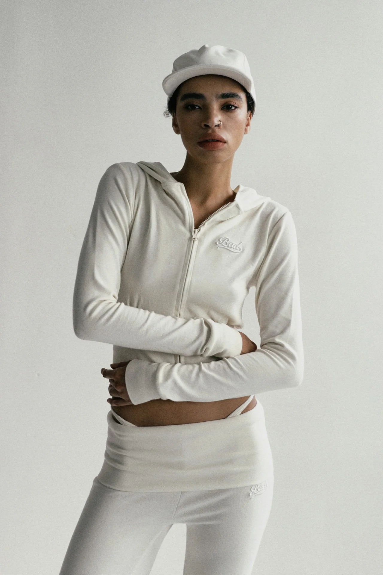 Zipper Cropped Embroidered Hoodie - Image 8