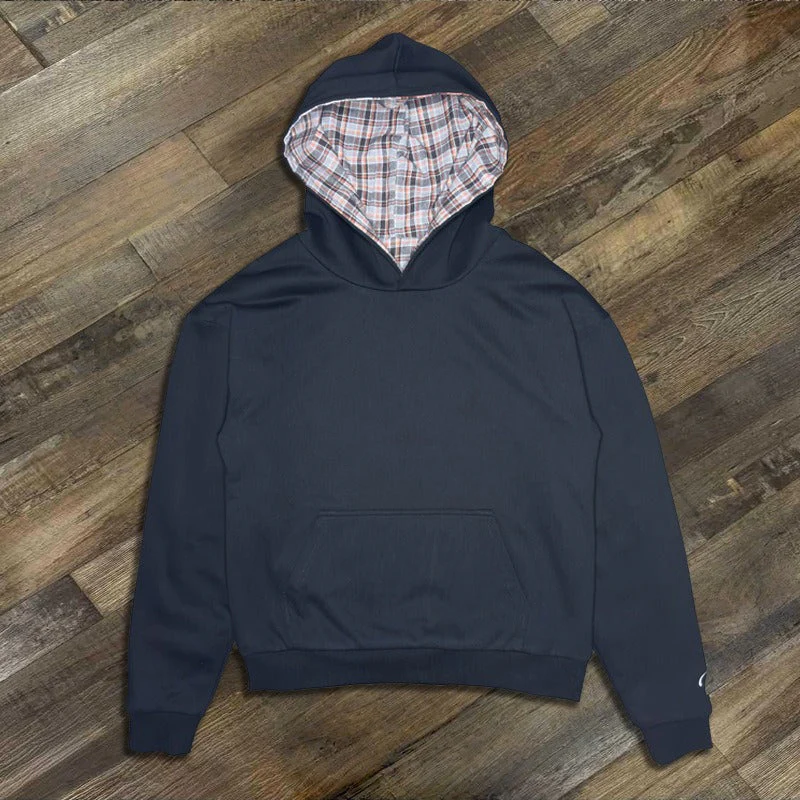 Street Style Reversible Plaid Hoodie - Image 4