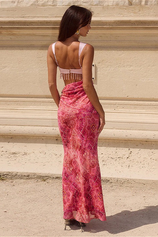 Tassel Spaghetti Strap Bodycon Maxi Dress - Image 2