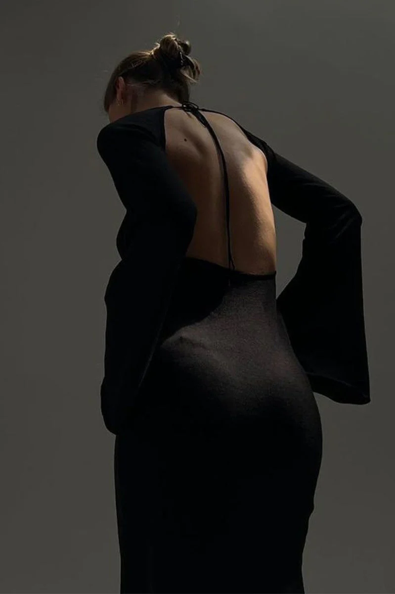 Backless Knit Bodycon Maxi Dress - Image 7