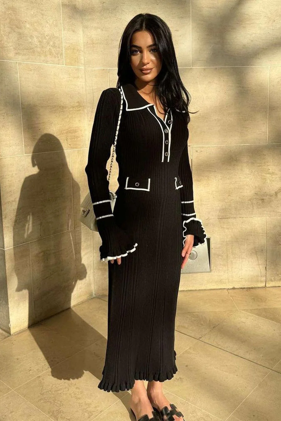 Knit Bodycon Elegant Maxi Dress - Image 5