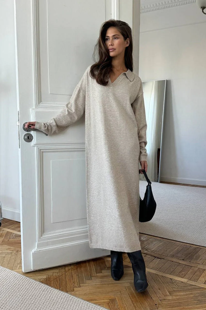 Vintage Red Polo Neck Knit Midi Dress - Image 5
