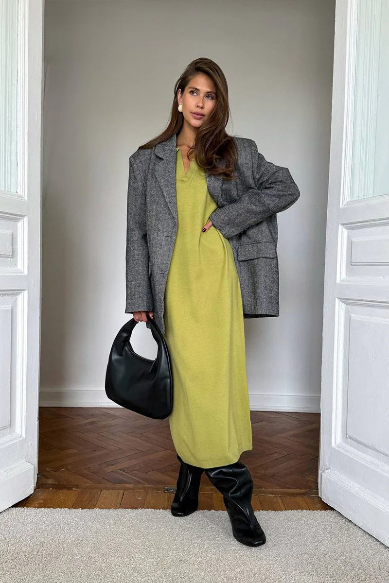 Vintage Red Polo Neck Knit Midi Dress - Image 8