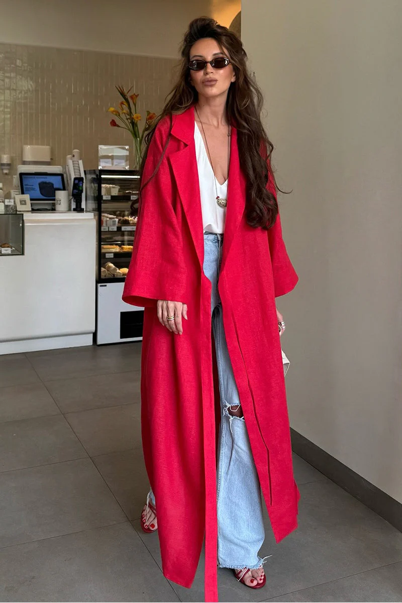 Long Sleeve Cotton Linen Shirt Coat - Image 2