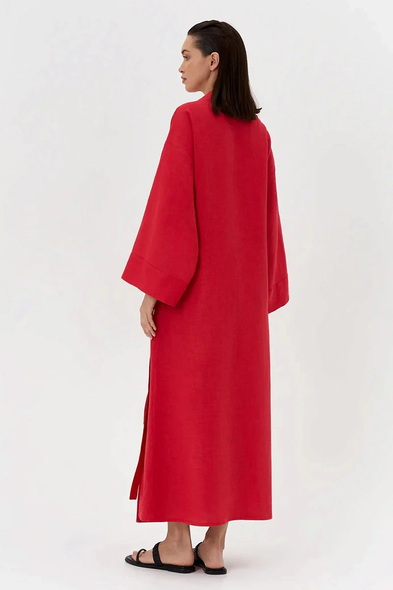 Long Sleeve Cotton Linen Shirt Coat - Image 4