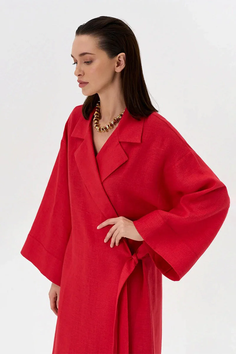 Long Sleeve Cotton Linen Shirt Coat - Image 5