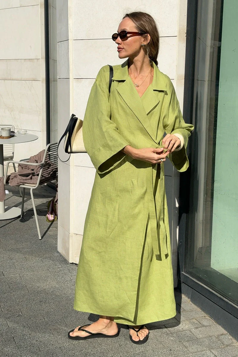 Long Sleeve Cotton Linen Shirt Coat - Image 8