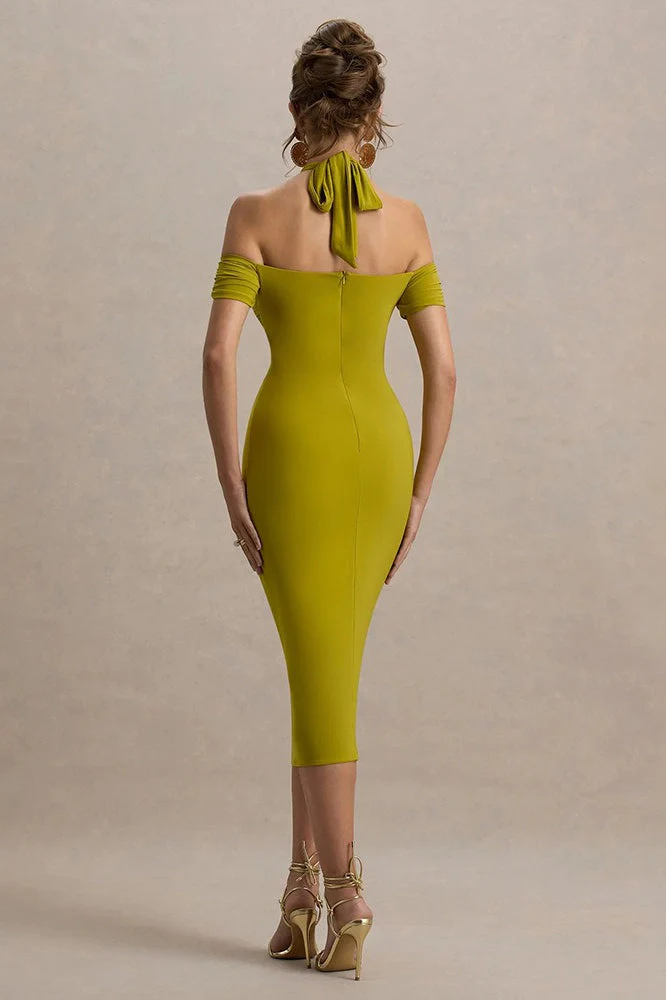 Sexy Backless Halter Bodycon Midi Dress - Image 4