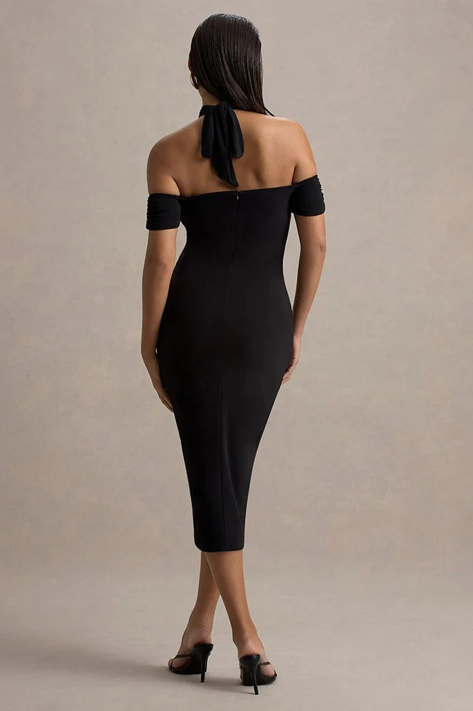 Sexy Backless Halter Bodycon Midi Dress - Image 8