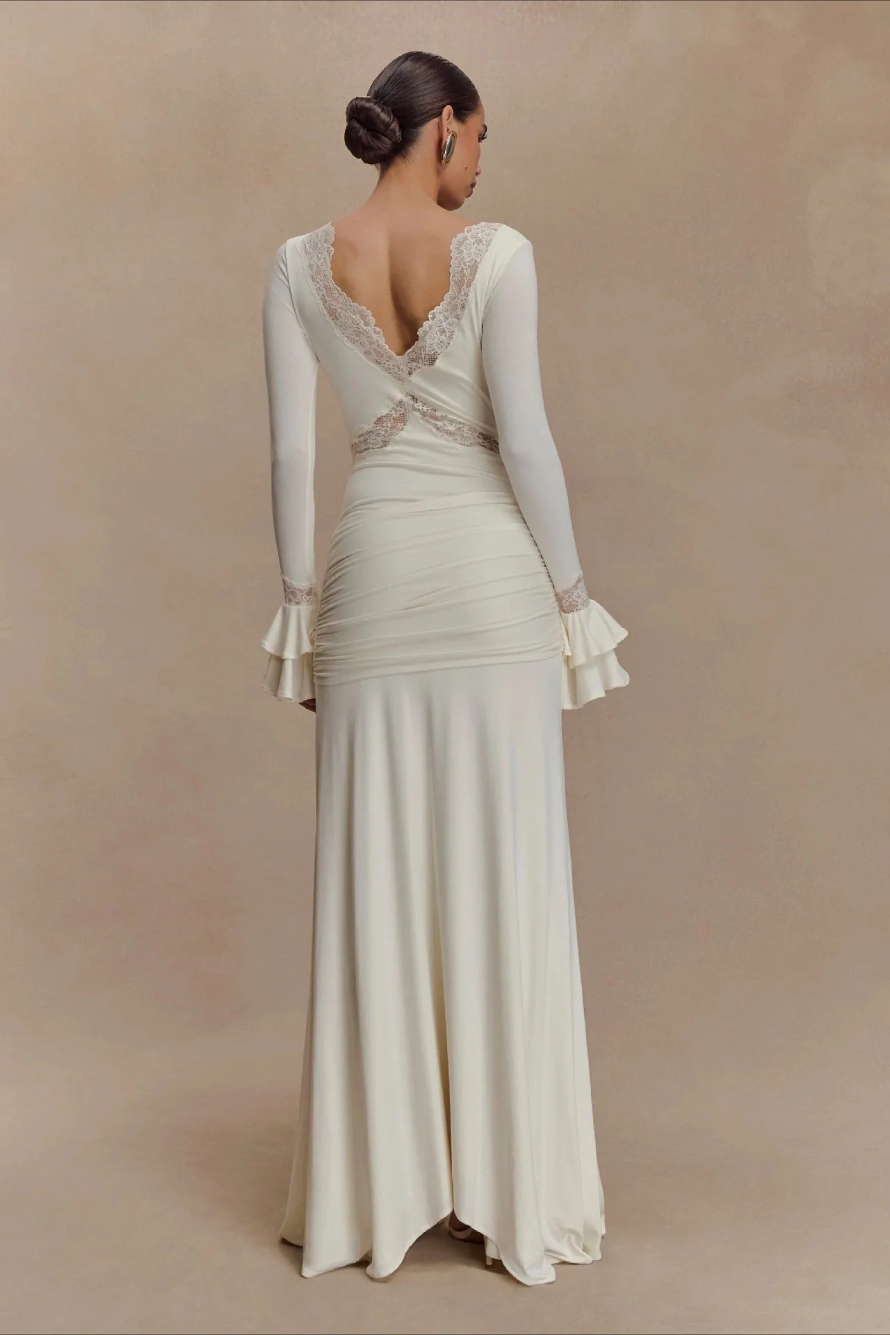 Lace Bodycon Flare Sleeve Maxi Dress - Image 5
