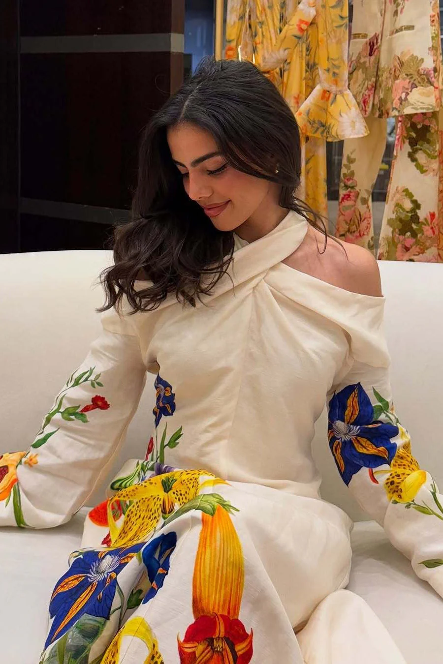 Elegant Floral Print Off Shoulder Maxi Dress - Image 4