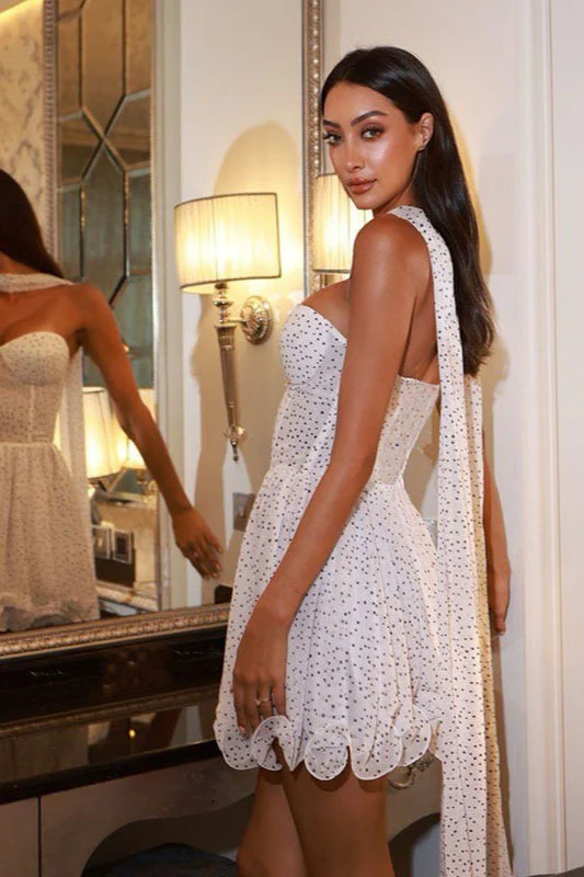Polka Dot Strapless Backless Bodycon Mini Dress - Image 3