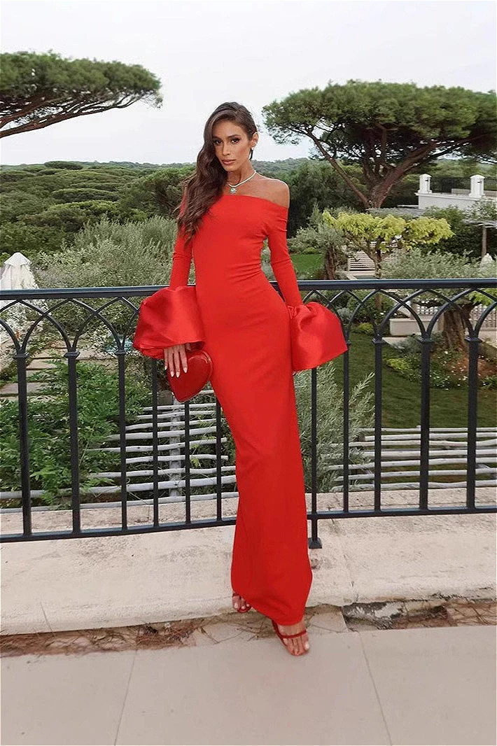 Off Shoulder Puff Sleeve Maxi Dress - Image 3