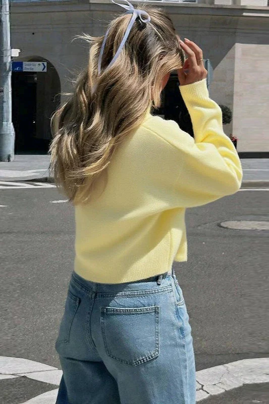 Knit Cropped Long Sleeve Sweater - Image 6