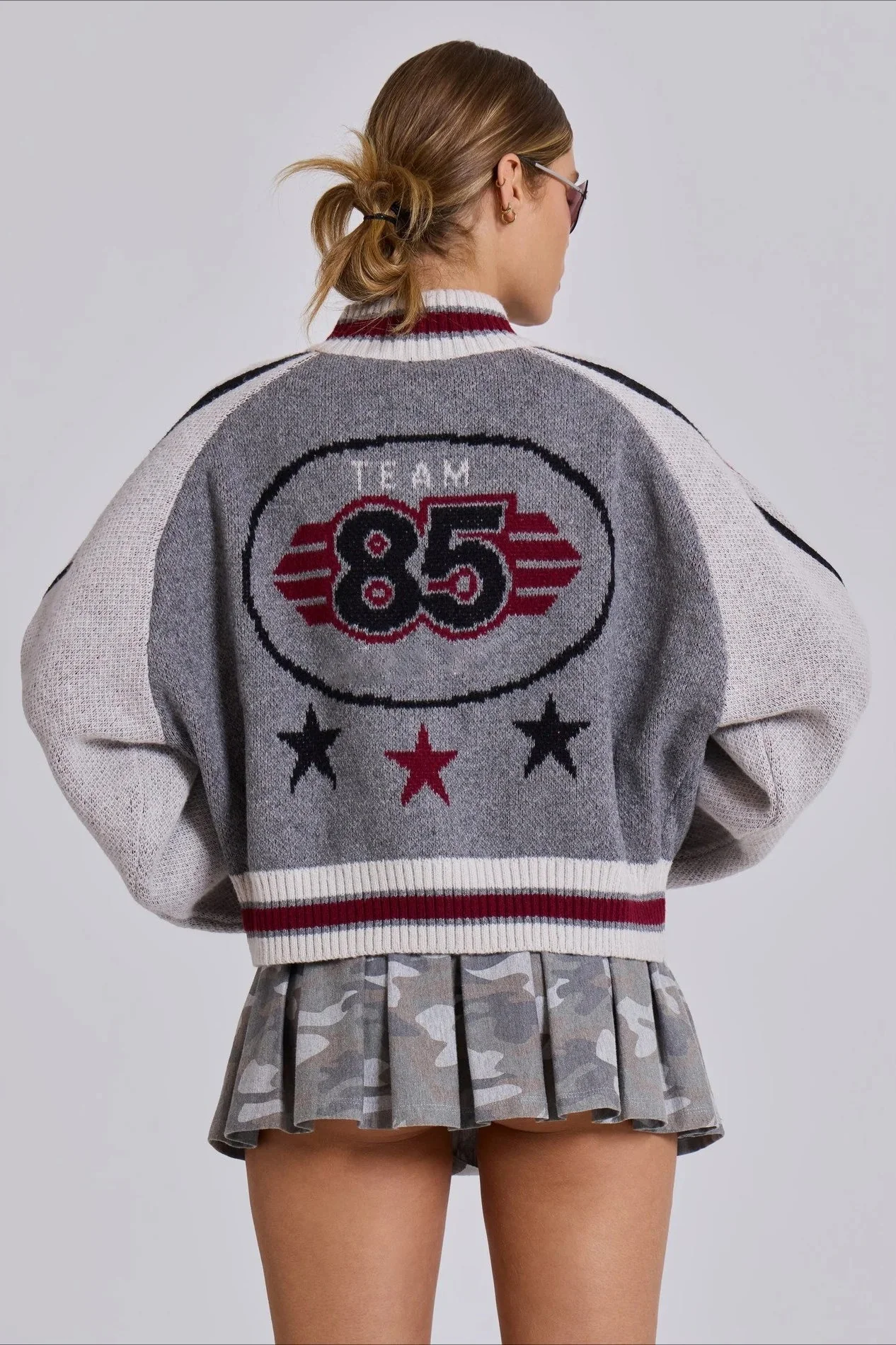Vintage Letter Knit Cardigan Sweater - Image 4