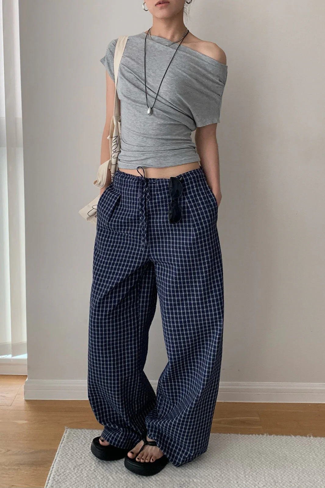 Loose Fit Checkered Casual Pants - Image 2