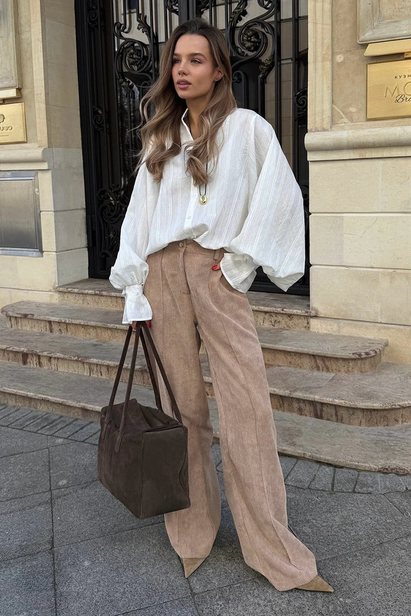 Cotton Corduroy Wide Leg Pants - Image 2