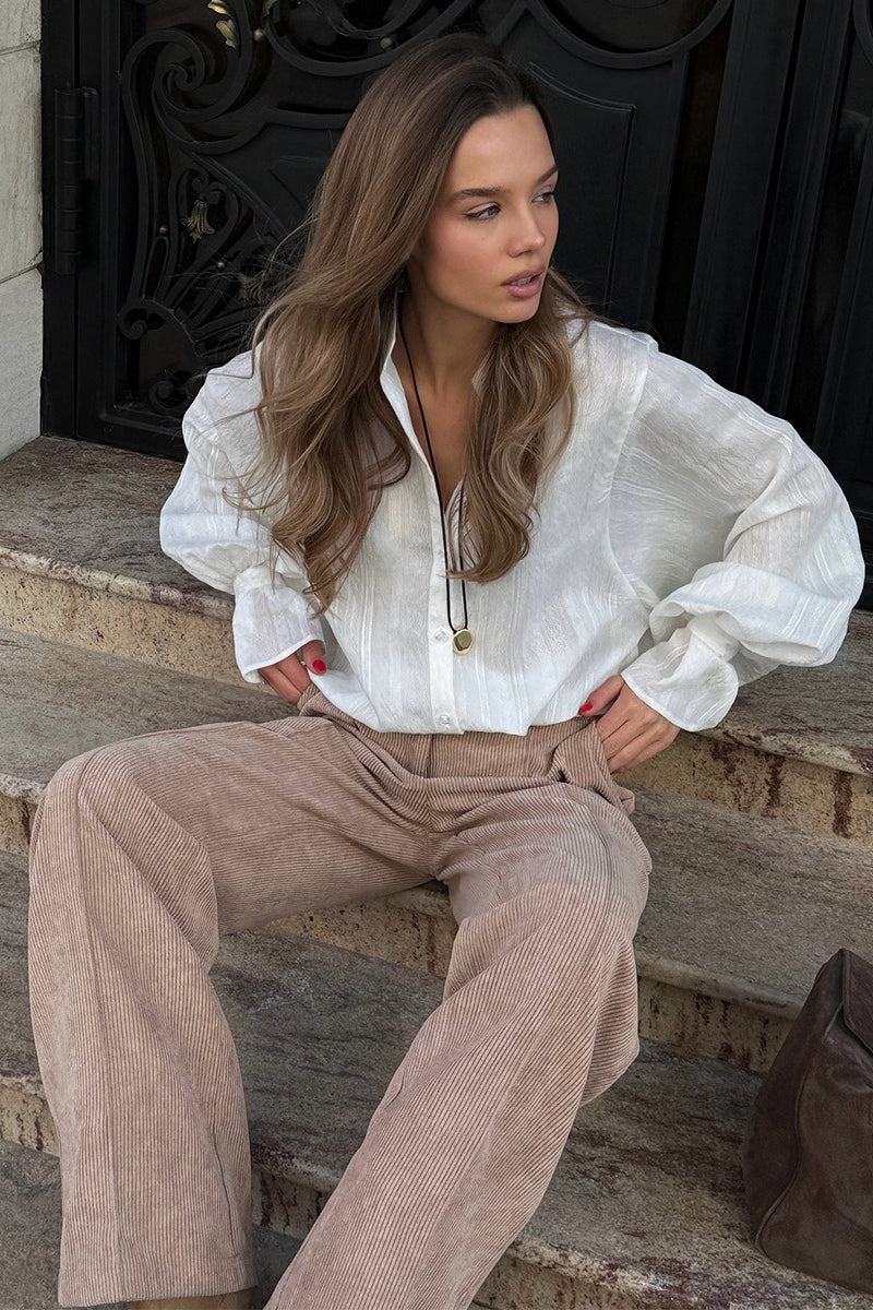Cotton Corduroy Wide Leg Pants - Image 3