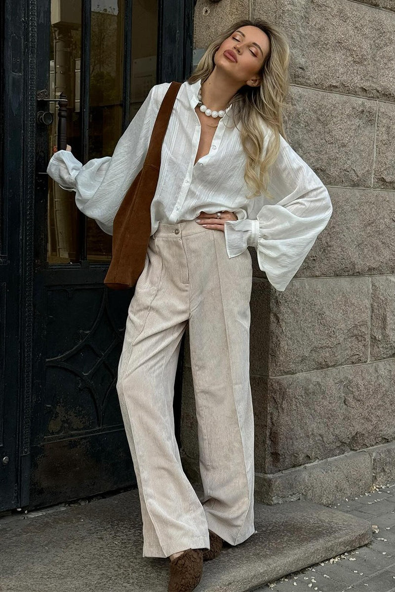 Cotton Corduroy Wide Leg Pants - Image 5