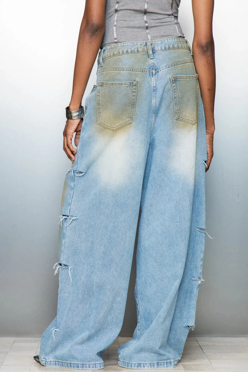 Distressed High Waist Denim Jeans - Image 4