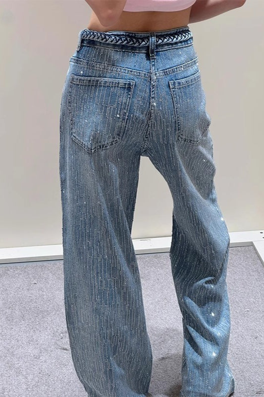 Rhinestone Embellished Denim Jeans - Image 4