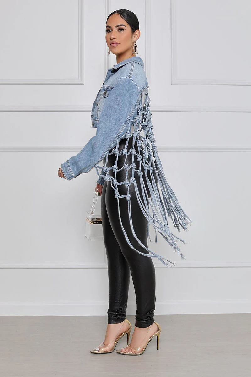 Blue Washed Denim Oversized Jacket - Image 2