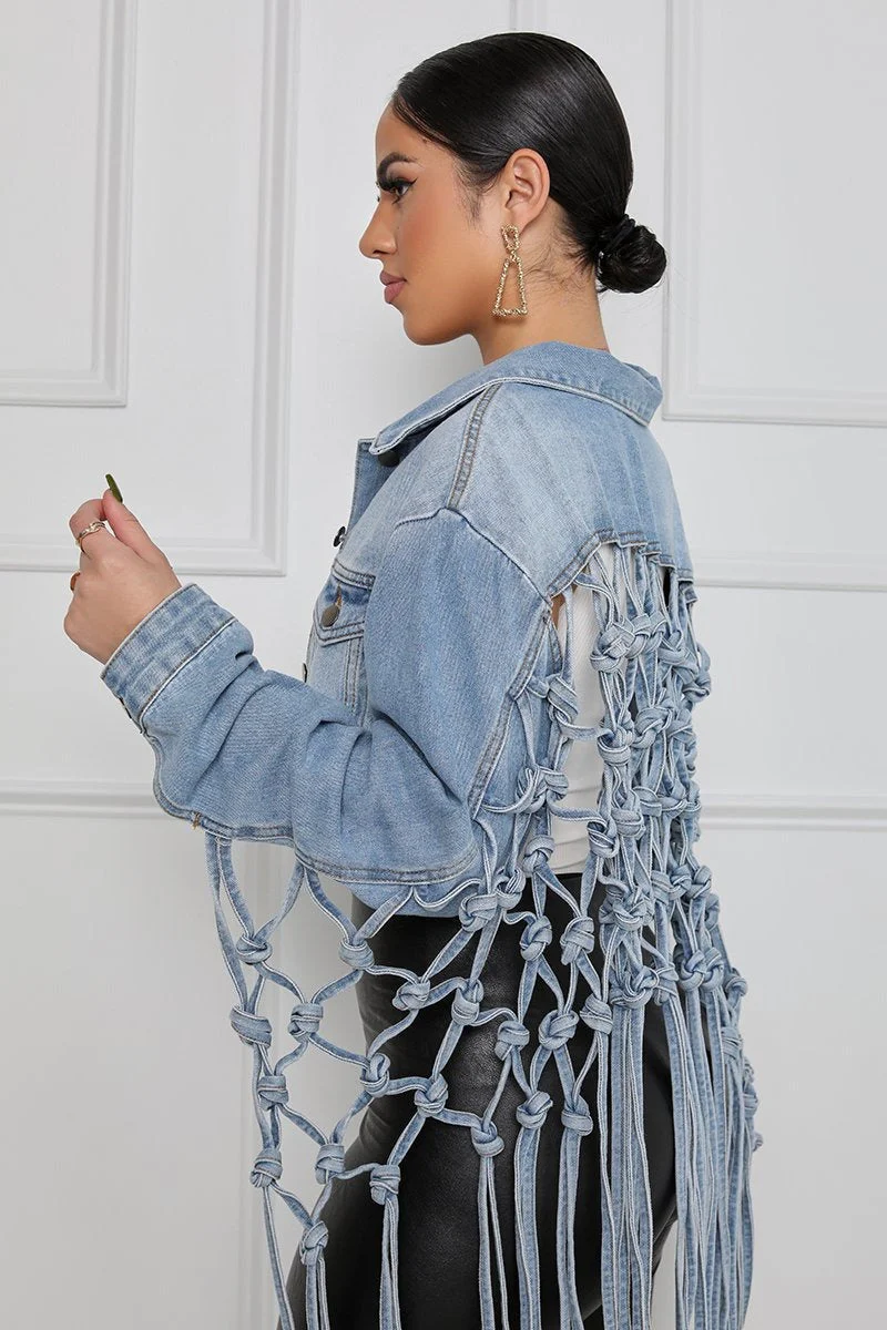 Blue Washed Denim Oversized Jacket - Image 3