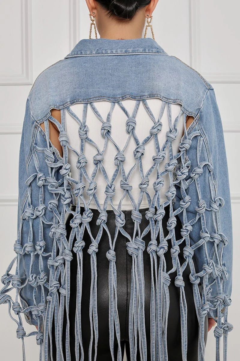 Blue Washed Denim Oversized Jacket - Image 4