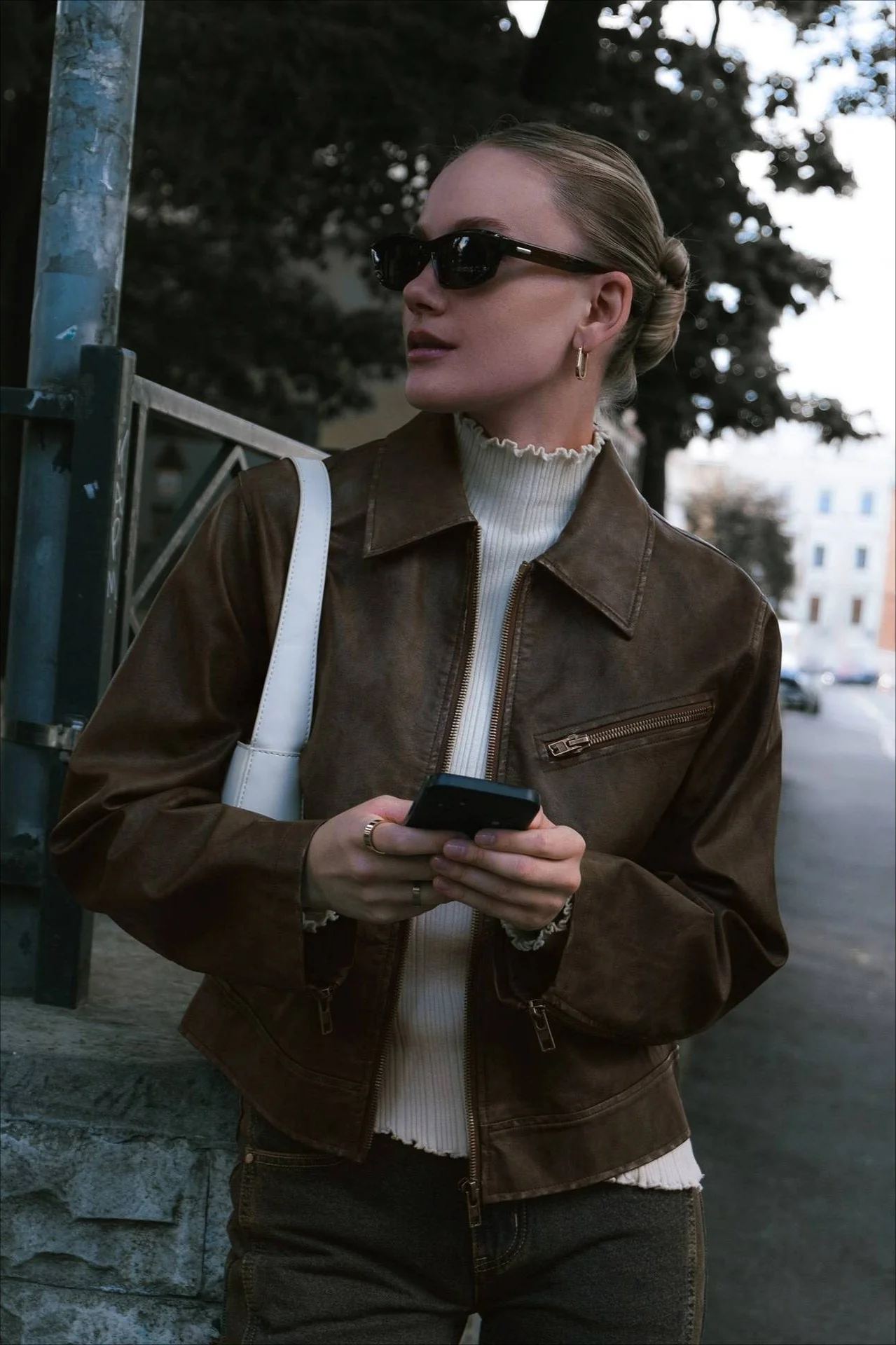 Vintage Leather Moto Jacket - Image 2