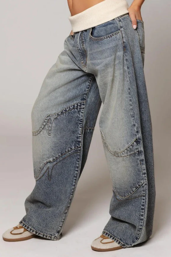 Washed Blue Vintage Denim Jeans - Image 2