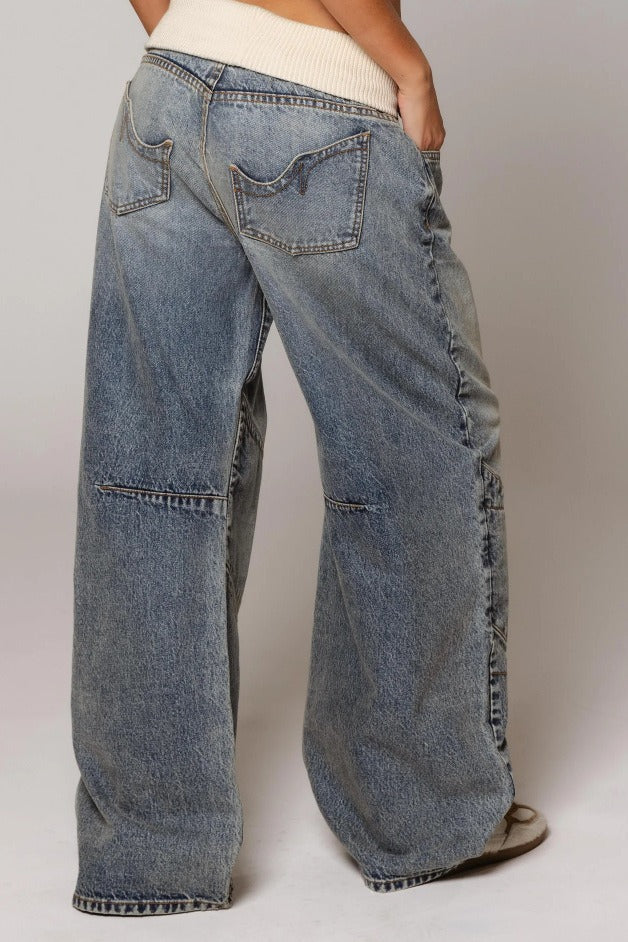 Washed Blue Vintage Denim Jeans - Image 4