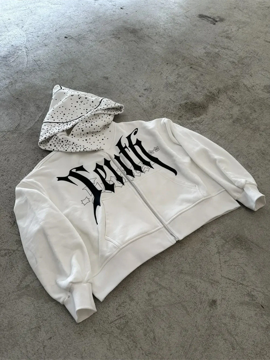 Unique Print Asymmetric Zip Hoodie - Image 3