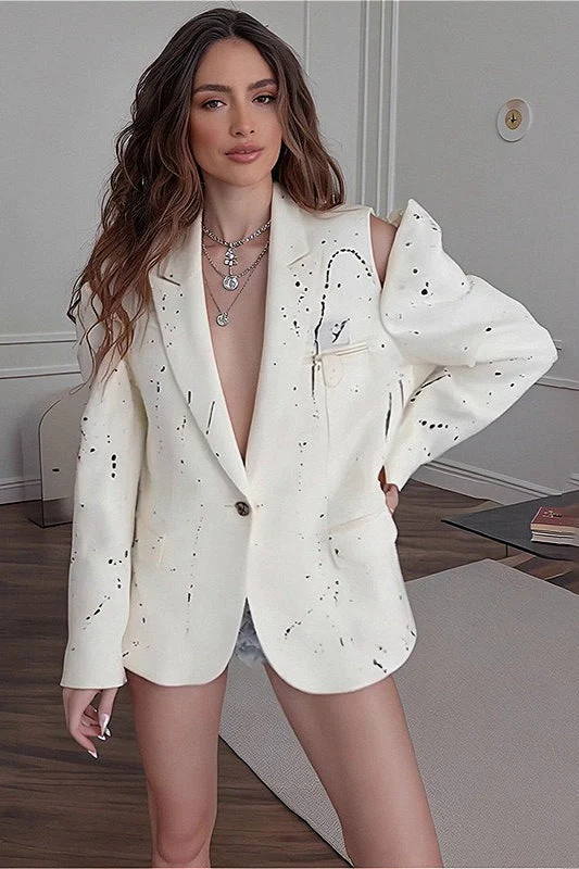 Relaxed Fit Hollow Print Blazer - Image 3