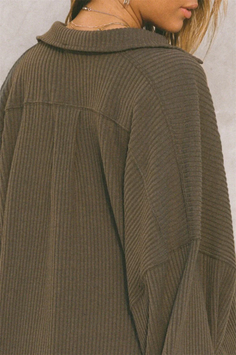 Sexy V Neck Knit Collar Blouse - Image 4