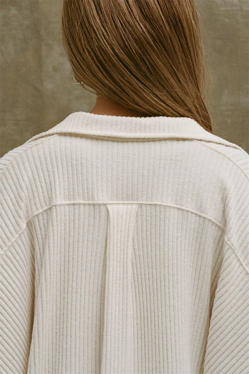 Sexy V Neck Knit Collar Blouse - Image 7