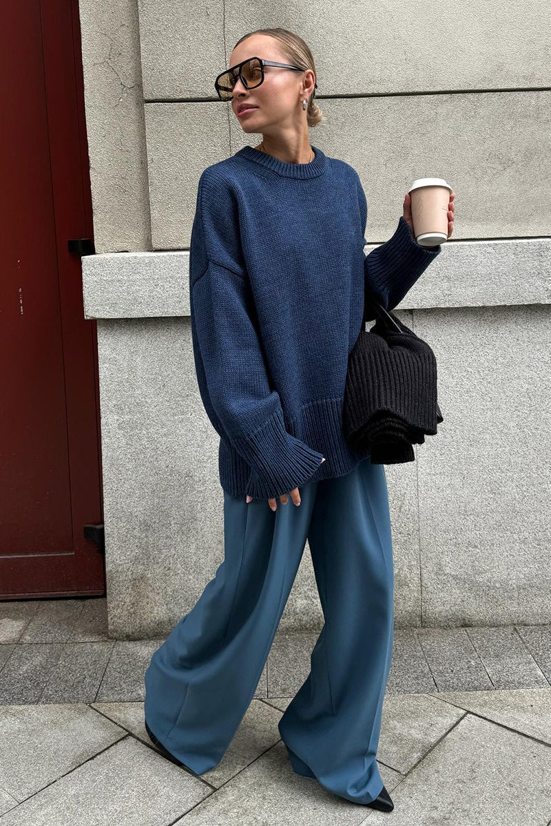 Solid Knit Crew Neck Sweater - Image 5
