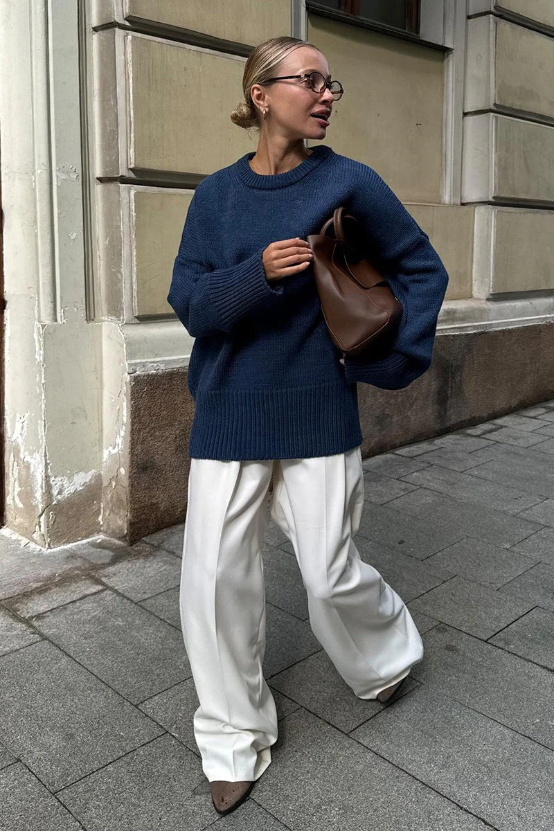 Solid Knit Crew Neck Sweater - Image 6