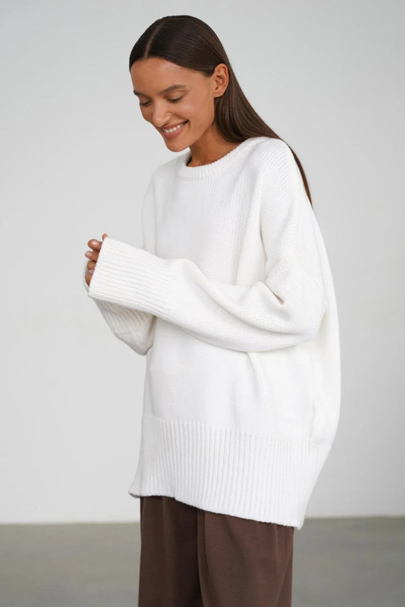 Solid Knit Crew Neck Sweater - Image 7
