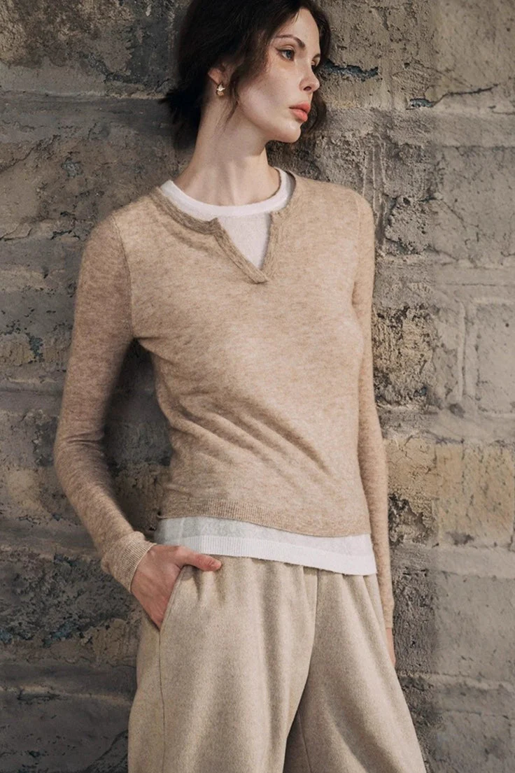 Wool Blend Layered Look Blouse - Image 3