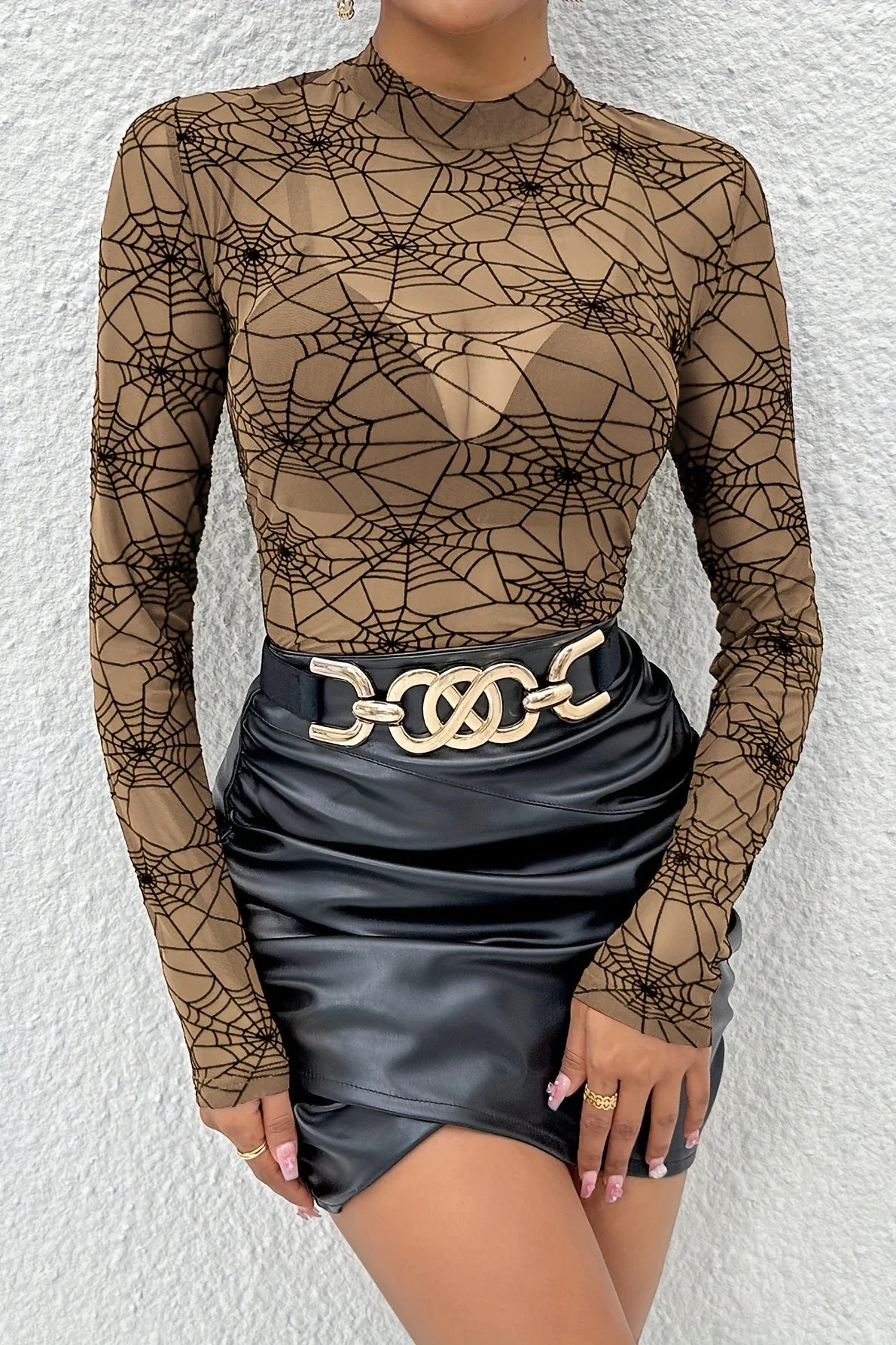 Slim Fit See Through Mesh Blouse - Image 4