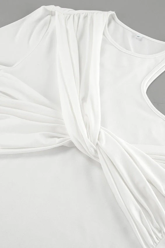 One Shoulder Knot Long Sleeve Blouse - Image 3