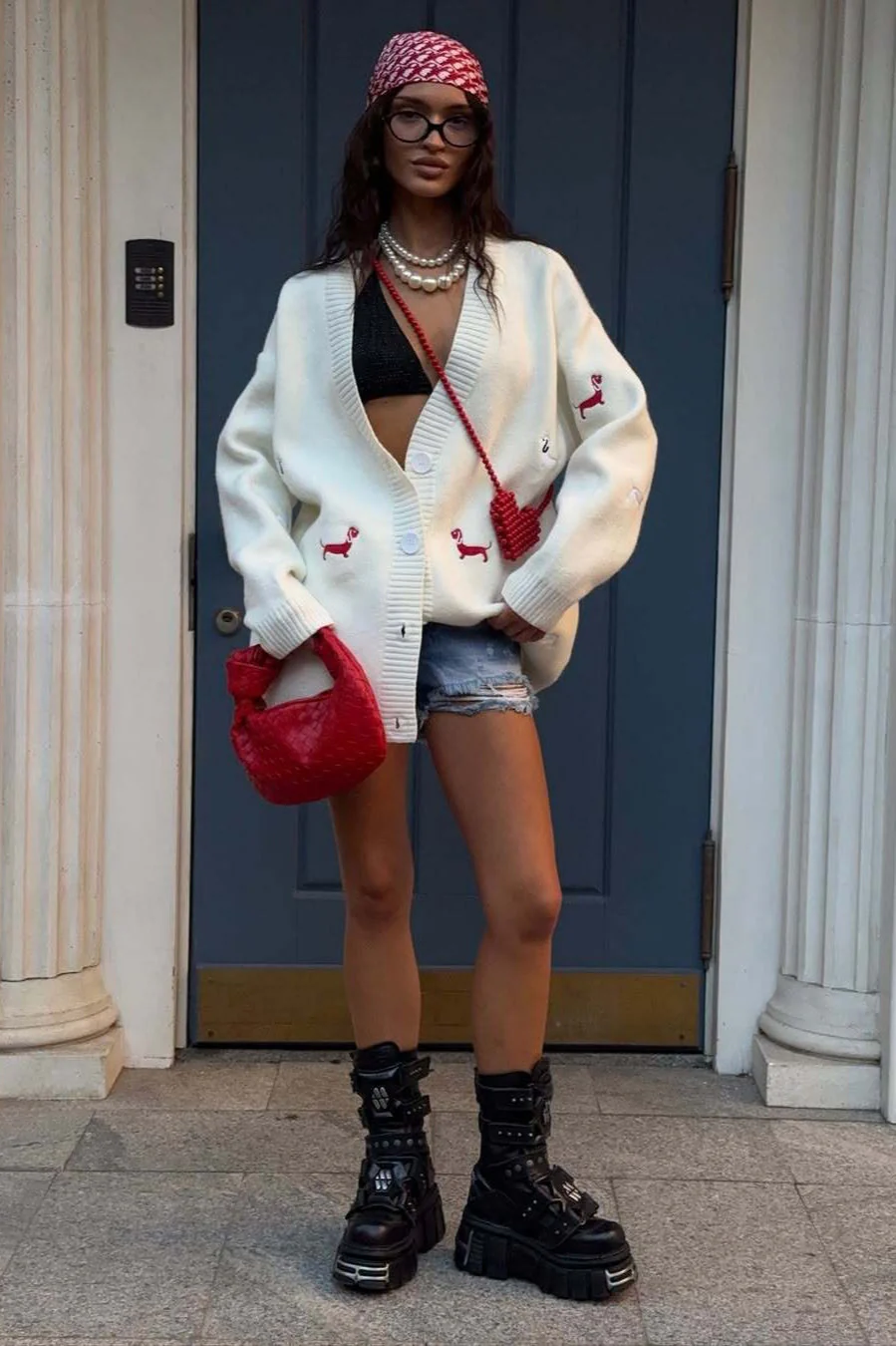 V-Neck Embroidered Cardigan Sweater - Image 3